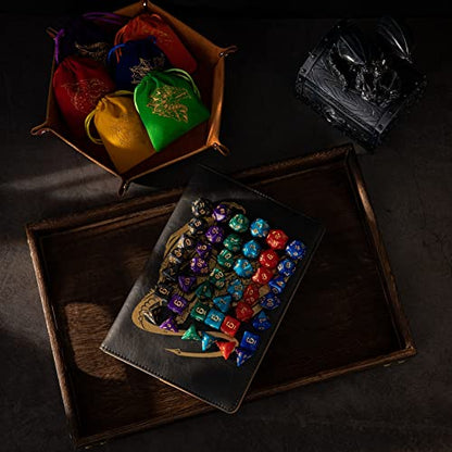 DND Dice Set 42 Pcs Polyhedral Dungeons and Dragons Rolling Dice for D&D RPG MTG Table Games Dice Bulk with Colorful Drawstring Bags and Dice Tray (Single) - color: Single