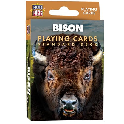 Masterpieces Bison Playing Cards Deck - Animal Themed Standard 54 Card Deck, Unique Bison Face Cards & Jokers, Retro Style, for Families & Adults - style: Bison
