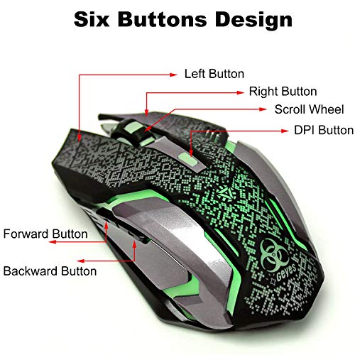 VEGCOO Wireless Gaming Mouse, C8 Wireless Rechargeable Mouse with Colorful LED Lights and 2400/1600/1000 DPI for Laptop and Computer (C9 Silver) - color: purple