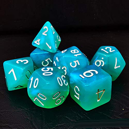 Bescon Moonstone Dice Set Turquoise, Bescon Polyhedral RPG Dice Set Moonstone Effect - color: Turquoise