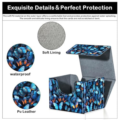 Card Deck Box for MTG Trading Cards with Magnetic Closure,Premium Card Storage Box Case Cover for TCG CCG Magic Cards,Blue Butterfly - color: Blue Butterfly
