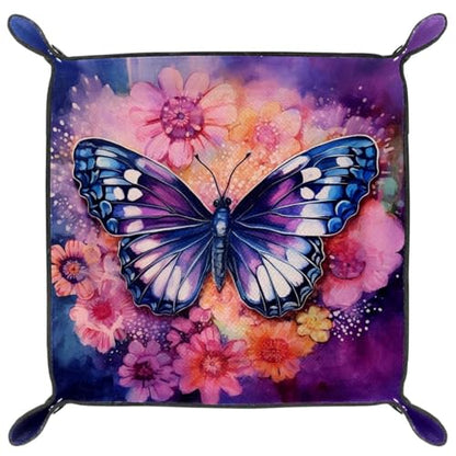 Butterfly Flower Dice Tray Dice Rolling Tray Folding Dice Holder for Dice Games, Like RPG, DND and Other Table Games - color: Multi 7