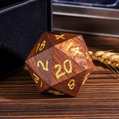50mm Large D20 Dice Red Sandalwood 20 Sided Dice for Tabletop Games | Premium Gift Box, DM Gift, for Dungeons and Dragons Role Playing Games - color: D20 Red Sandalwood