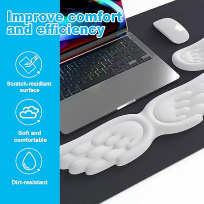 Angel Wing Wrist Rest, Angel Wings Wrist Rest Ergonomic Memory Foam Wrist Rest for Computer Keyboard Mouse Set, Cute Gaming Keyboard Cushion Hand Support