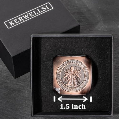 KERWELLSI 7 in 1 DND Dice Set D&D, Polyhedral Metal Spinner Dice, 3D Relief D and D Role Playing Dice with Gift Box (Copper) - color: Copper