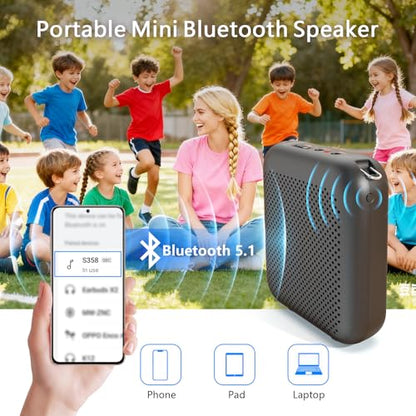 Voice Amplifier with Bluetooth, Portable Speaker with Microphone | Wireless Microphone Headset Speaker for Teacher, Mini Megaphone Sound Amplifier for Classroom, Tour Guides, Speaking - color: Black - 15W