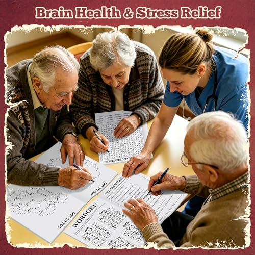 Elfew 4 Pack Large Print Activity Books for Seniors & Adults | 150+ Memory Games, 16 in 1 Puzzle Books, Variety Brain Games: Word Search, Sudoku, Mazes, Crosswords, Gifts for Women & Men