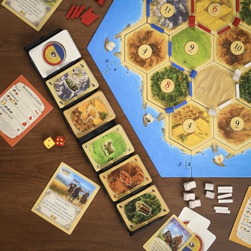 Card Holding Organizer for Catan Game, 6 Stacks of Cards, 3x15 inches, Non-Slip tabs, Made in The USA