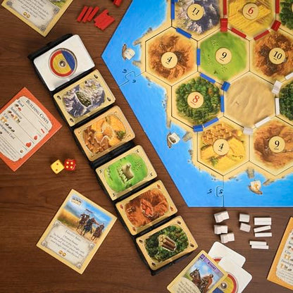 Card Holding Organizer for Catan Game, 6 Stacks of Cards, 3x15 inches, Non-Slip tabs, Made in The USA