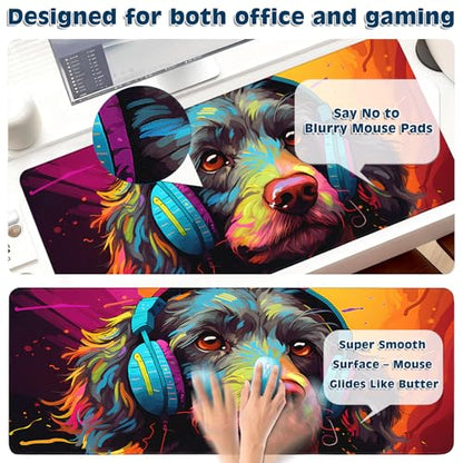 Gaming Mouse Pad, Desk Mat for Keyboard and Mouse, Large Mouse Pad for Desk, Computer Mousepad - color: Cool Dog Head 1