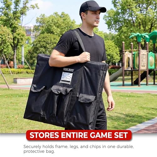Giant Wooden 4 in A Row Game with Folding Catch Tray, Wall-Mountable or Ground Play, Indoor Outdoor & Backyard Game, Includes Carry Case and Detachable Legs - style: Classic Brown (33" Height)
