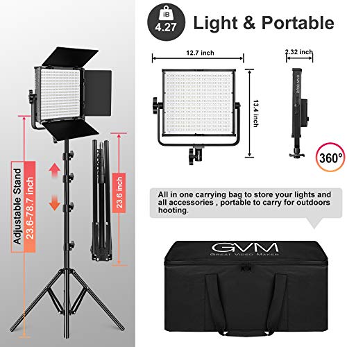 GVM RGB Video Lights with APP Control, 50W Full Color Studio Video Lighting Kit, Led Video Lights for YouTube Photography Lighting, 3 Packs Led Light Panel, Aluminum Alloy Shell, 3200K-5600K - size: 50RS3L