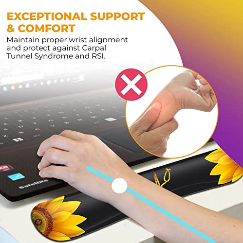 Mouse Pad Wrist Guard and Keyboard Wrist Rest, Ergonomic Wrist Protection Non-Slip Rubber Base Mouse Pad Sunflower and ECG Stethoscope Pattern, Personalized Fashionable Black Office Accessories - color: Jv-mouse Pad-11