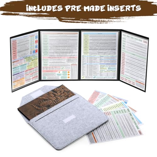 DNDND DM Screen 3D Faux-Leather Embossed Dragon with Four-Panel Pockets, DND Master Screen with Gorgeous Gift Flet Case for D&D Dungeons and Dragon Tabletop Game (Copper) - color: Copper