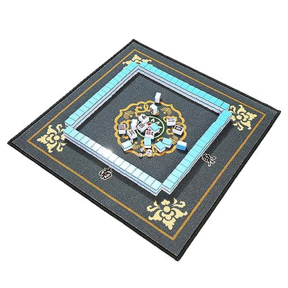 Chinese Mahjong Game Set 146 Numbered Large Tiles with Carrying Travel Case | Complete Majiang Mah Jongg Ma Jong set for family game nights parties travel and gifting with easy setup and portable storage - color: Blue Tile