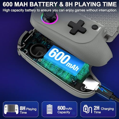 NinjaPlusOX Phone Game Controller for iPhone/Android with with Hall Joystick, Wireless Mobile Game Controller Support Xbox Cloud, Steam Link, Call of Duty, Roblox, Cloud iOS Android Controller - color: Grey