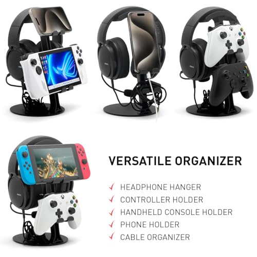NSMO Hanger Headphone Stand, Controller Holder, Phone Dock, Height Adjustable Hooks, Desk Organizer for Headset/Controller/Switch/Phone