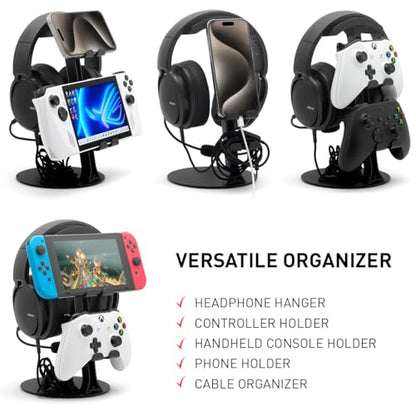 NSMO Hanger Headphone Stand, Controller Holder, Phone Dock, Height Adjustable Hooks, Desk Organizer for Headset/Controller/Switch/Phone