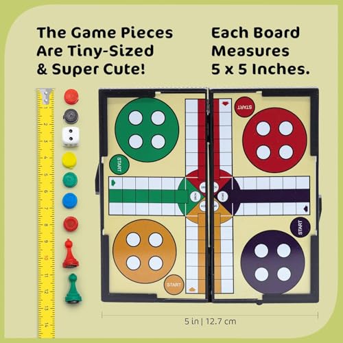 Magnetic Board Travel Games Set, Includes 12 Different Retro Board Games, Compact Travel Design Set, Individually Boxed, Best Gift Idea for Kids