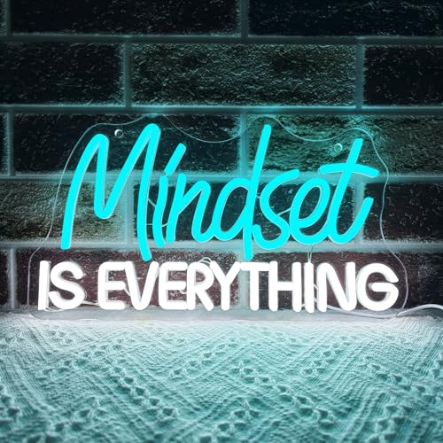 Mutank Mindset Is Everything Neon Sign Wall Decor, Motivational Neon Light USB Powered LED Dimmable, for Classroom Decor Office Gym Library Bedroom Bar Sign(14.1 * 7.8 In) - color: Multicolor