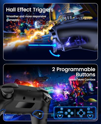 Spican Switch 2 Controller for Nintendo Switch 2/Switch/OLED/Lite, Wireless Switch Controller with Charging Dock, RGB Switch Pro Controller with Hall Effect, Macro, Turbo and Vibration, Black - color: Black