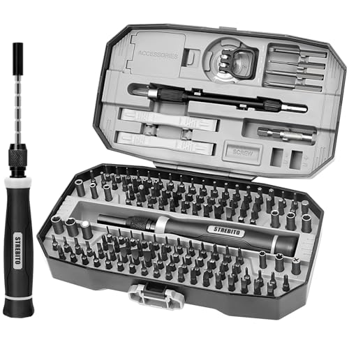 STREBITO 153 in 1 Small Magnetic Screwdriver Set, Precision Screwdriver set | 140 Precision Bits, Practical Accessories, Compact Case, Electronics Tool Kit for Computer, PC, Laptop, PS5, Xbox, Jewelers - color: Grey