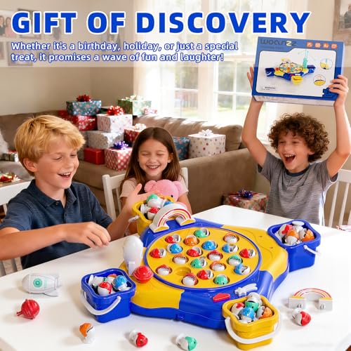 Magnetic Fishing Game for Kids Toddlers Ages 1-3 3-5 5-7, Blue | Fish Toy Board Game for Kids 3 4 5 6 7 8 Years Old, 70 Pcs Fishing Table Toys Fish Catch Game Birthday Gifts for Boys Girls - color: Blue