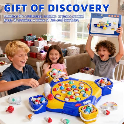 Magnetic Fishing Game for Kids Toddlers Ages 1-3 3-5 5-7, Blue | Fish Toy Board Game for Kids 3 4 5 6 7 8 Years Old, 70 Pcs Fishing Table Toys Fish Catch Game Birthday Gifts for Boys Girls - color: Blue
