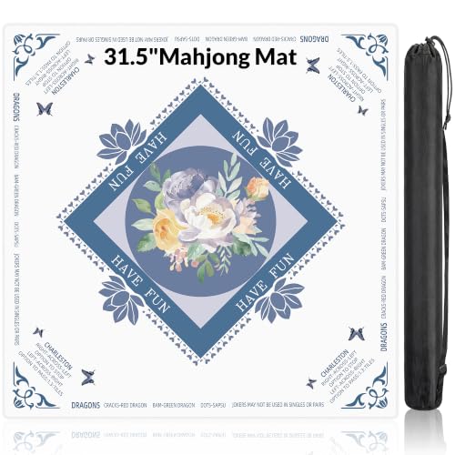 Mahjong Mat - 31.5" x 31.5" Anti-Wrinkle Mahjong Mat for Table, Anti Slip Noise Reduction Gaming Mat with Carrying Bag, for Mahjong/Board Games/Poker/Dominoes/Card Games (White) - color: White