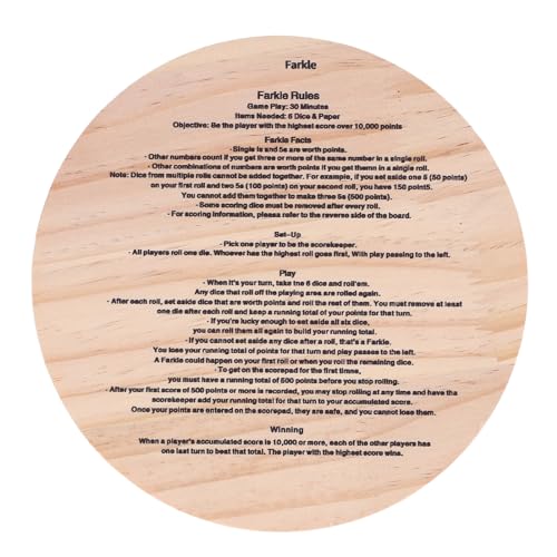 Farkle Dice Tray, Premium Wooden Dice Tray for Classic Family Game Night, Improve Math Skills with 6 & Storage Bag (Round 18cm) - color: Round 18cm
