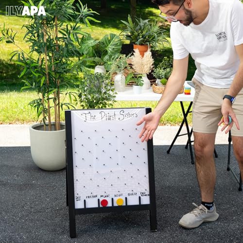 Ilyapa Prize Drop Board, 20x31 in - Penny Drop Game, Whiteboard Sign | Wooden A-Frame Whiteboard Sign, Includes 12 Coin Drop Discs & Eraser - For Trade Shows & Events - color: White, size: 21x30