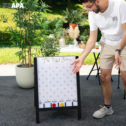 Ilyapa Prize Drop Board, 20x31 in - Penny Drop Game, Whiteboard Sign | Wooden A-Frame Whiteboard Sign, Includes 12 Coin Drop Discs & Eraser - For Trade Shows & Events - color: White, size: 21x30