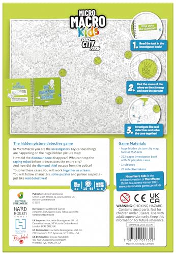 Hachette Boardgames MicroMacro Kids: Crazy City Park | Detective Family Game for Kids | Cooperative Board Game with 22 Search and Find Puzzle Cases | Ages 6-8 | 1 to 4 Players | 10-30 min