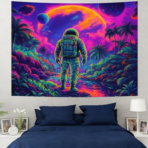 KKYEJLQYI Astronaut UV Reactive Tapestry, Black Light Neon Wall Tapestry, Luminous Space Tapestry, Bedroom, Living Room, Game Room Decoration Large Tapestry - color: Astronaut-3