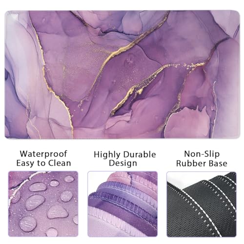 4-in-1 Gaming Mouse Pad Wrist Support Set，Desk Pad + Mouse Pad with Wrist Rest + Keyboard Wrist Rest + Coaster, Ergonomic Design for Home Office Study Game - Purple - color: 4 Pcs Purple
