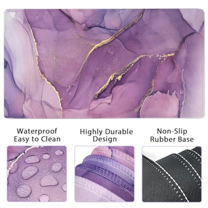 4-in-1 Gaming Mouse Pad Wrist Support Set，Desk Pad + Mouse Pad with Wrist Rest + Keyboard Wrist Rest + Coaster, Ergonomic Design for Home Office Study Game - Purple - color: 4 Pcs Purple