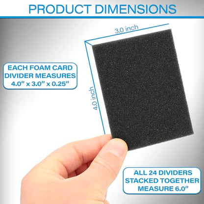 CASEMATIX 3x4 Card Dividers For Toploader Storage Boxes and Trading Card Storage,24 Pack of Foam Card Box Dividers Precision Cut to Fit Top Load Card Cases, TCG Boxes and One Touch Card Holders