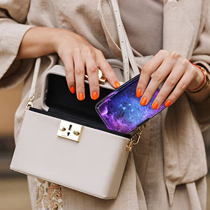Credit Card Holder, Mini Aluminum Card Wallet RFID Blocking Slim Metal Hard Card Case for Women Men, Galaxy - color: Galaxy