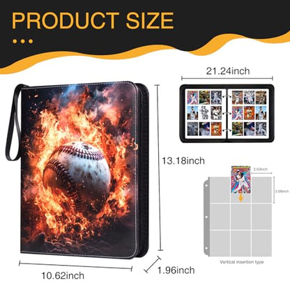 9 Pocket Baseball Card Binder, Premium Zip Trading Card Binder 990 Double Sided Pocket PU Collection Binder, Collector Album, Card Folder for MTG, TCG, Sports Cards - color: 990-Baseball-1