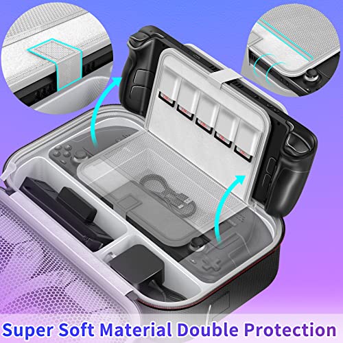 Mooroer Steam Deck Case, 2024 Upgrade Steam Deck Carrying Case, Large Capacity Storage, Built-in AC Adapter Charger Storage, Black