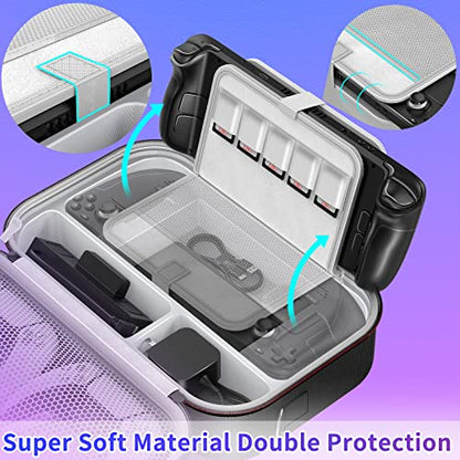 Mooroer Steam Deck Case, 2024 Upgrade Steam Deck Carrying Case, Large Capacity Storage, Built-in AC Adapter Charger Storage, Black