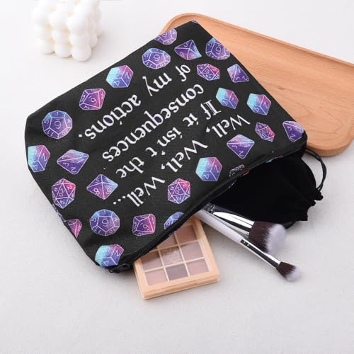 Funny Games Dice Storage Bags for Women Men Tabletop Game Lover Gamers Birthday Gifts Tabletop Role Playing Lover Travel Makeup Skincare Toiletry Bags 4 PCS Velvet Dice Storage Pouch - color: Well Dice