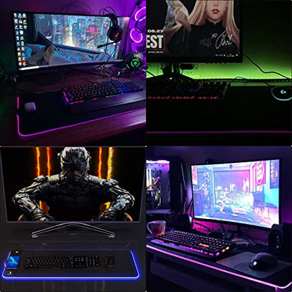 Mouse Pad,Gaming Desk Mat,Mouse Pad with Wireless Charging | 15W Fast Chargering,10 Lighting Modes,for Gaming Keyboard&Mouse,Home&Office,Mobile Phone Devices,31.5"X11.8",Flare Color - color: Flare Color