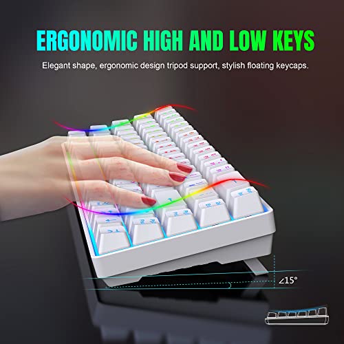 Snpurdiri 60% Wireless Gaming Keyboard and Mouse Combo,LED Backlit Rechargeable 2000mAh Battery,Mini Mechanical Feel Anti-ghosting Keyboard +Popular RGB Gaming Mice for PC Gamer (White) - color: White Combo