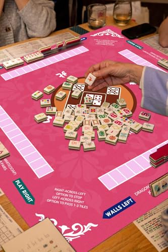 Mahjong Mat for Table, 31.5x31.5Inch American Mahjongg Table Mat (Pink) | Anti-Wrinkle&Foldable Neoprene Mahjongg Travel Mat for Table with Learning Rule, Anti-Slip Noise Reduction Includes Carry Bag - color: Pink