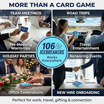 Team Building Games for Work - 106 Conversation Cards for Coworkers, Meetings, Travel, Office Activities, Team Building Activities, Starter Deck