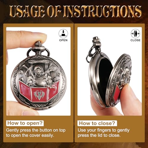 Kabinka D&D Dice Set with Pocket Watch Shell, 7Pcs Polyhedral Dice Set, DND Dice with Necklace Perfect for Dungeons and Dragons Dice, RPG, Role Playing Dice Accessory (DM, Ancient Silver) - color: Ancient Silver, style: DM
