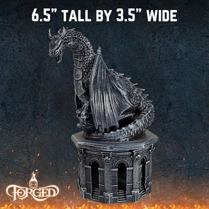 Forged Dice Co. Dragon Dice Jail - D&D Dice Holder and Storage Box with Removable Collectors Dragon Miniature - Fits Up to 2 Standard Polyhedral RPG Sets - Black - color: Black Dragon Dice Jail