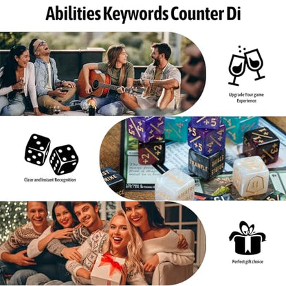 60 PCS MTG Dice Counters Keyword Counters Life Counter 1/+1 counters Commander Buff Tokens 6 Sided Dice Set for MTG, TCG, Card Games Accessories