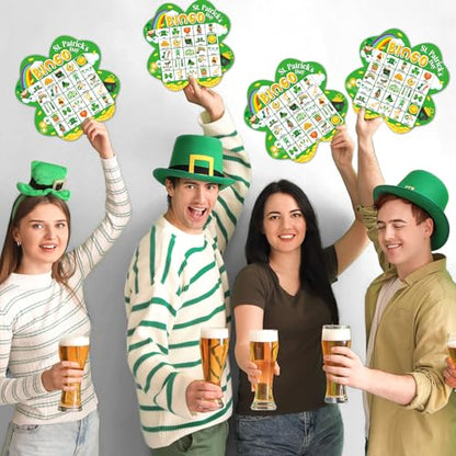 39Pcs St. Patrick’s Day Bingo Game for Adults Kids 24 Players Shamrock Shape Bingo Game Cards with Reward Stickers for Family Friend Large Group Activities St. Patrick’s Day Spring Party Favor - style: St. Patrick's